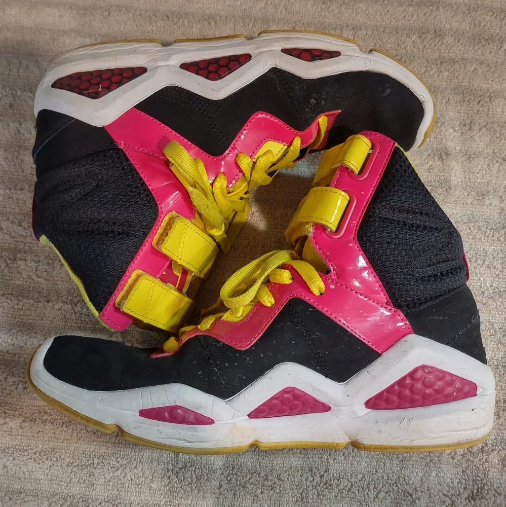 Reebok Hexalite Chi Kaze High Top Retro Lace Strap Pink Black Women's Size 7.5 - Picture 3 of 9